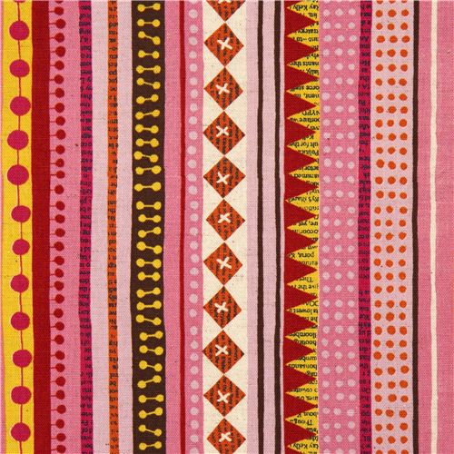 Kokka canvas fabric pale rosa stripes dots Nancy Wolff 1