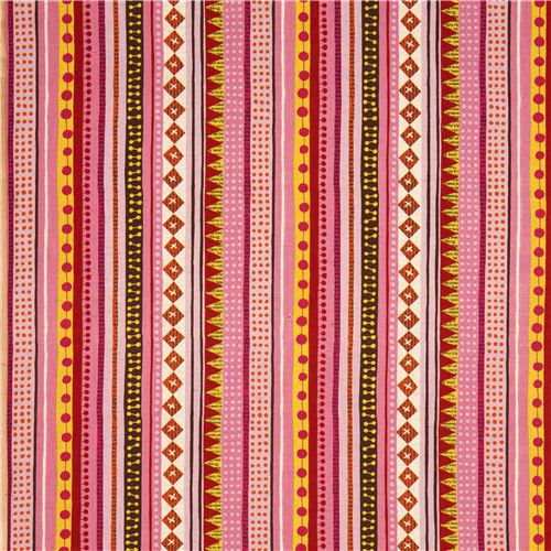 Kokka canvas fabric pale rosa stripes dots Nancy Wolff 2