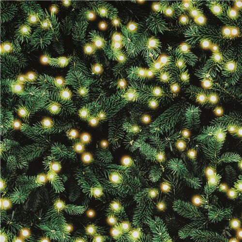 Kokka cotton fabric Christmas fir trees lights modeS4u