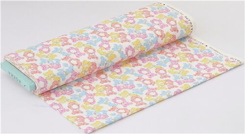 Resto de (28 x 108 cm) - Kokka tela algod�n ositos retro de colores rosa azul naranja 4