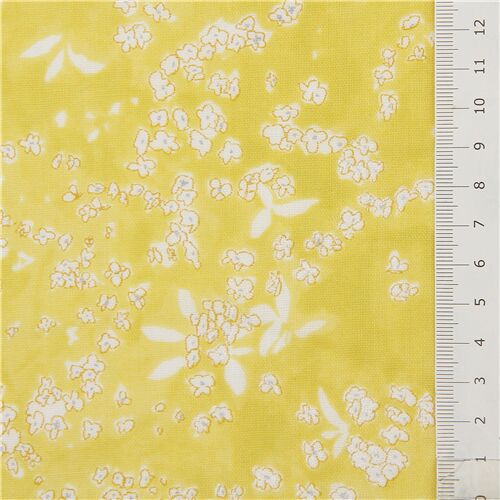 Kokka double gauze yellow and metallic white nani iro flower fabric ...