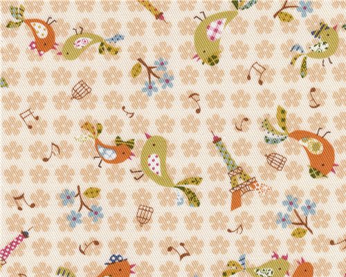 Kokka fabric Paris Eiffel Tower birds Kokka fabric Eiffel Tower Paris birds Kokka Stoff Eiffelturm Vögel