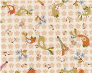 Paris Birds Eiffel Tower Kokka Fabric Japan kawaii half yard Tela