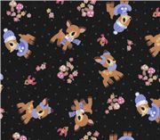 cute Bambi Kokka Fabric from Japan black LIMITED Tessuto