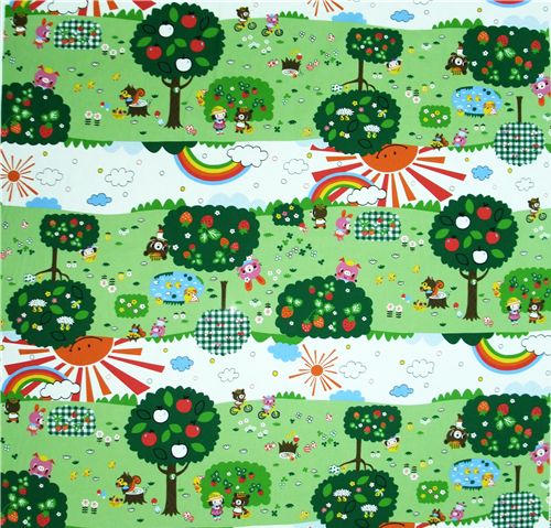Kokka fabric bear park Kokka Stoff squirrel Baer Eichhrnchen bunny Hasen