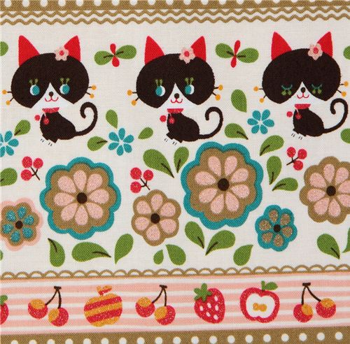 Kokka fabric black kitty Kokka Stoff schwarze Katze