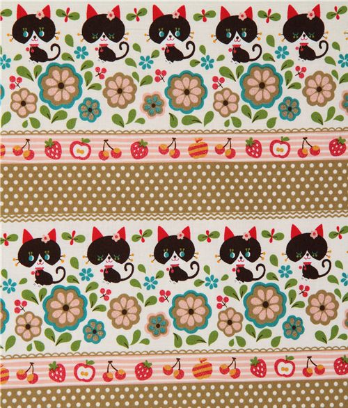 Kokka fabric black kitty Kokka Stoff schwarze Katze