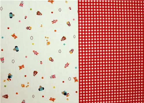Kokka fabric animals checker Kokka fabric animals checker Kokka Stoff Tiere kariert Reh deer bunny Hase