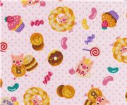 Candy Donuts Kokka Fabric from Japan kawaii half yard Tessuto