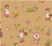 Farm Girl Kokka Fabric from Japan kawaii half yard Tessuto