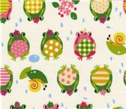Frog Prince white Kokka Fabric from Japan kawaii half yard Tessuto