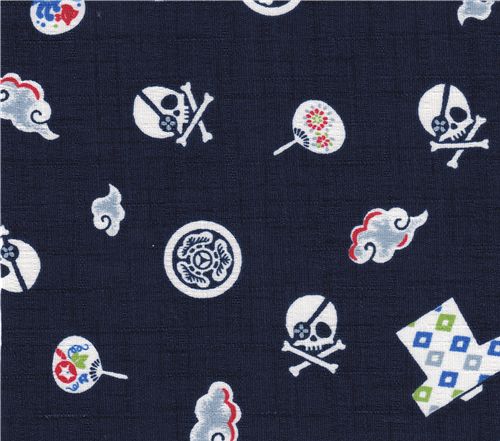 Kokka fabric japanese skull Kokka fabric japanese tradition skulls Kokka Stoff Totenkopf japanische Tradition