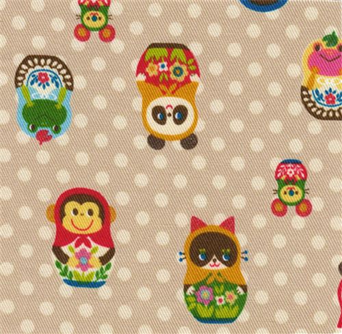 Kokka fabric matryoshka animals panda Kokka Stoff Matroschka Tiere