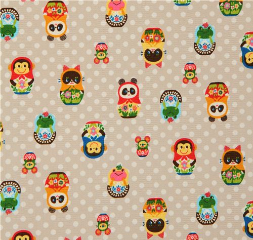 Kokka fabric matryoshka animals panda Kokka Stoff Matroschka Tiere