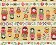 Matryoshka yellow Kokka Fabric Japan kawaii half yard Fabric