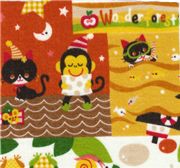 Monkey Kitty orange Kokka Fabric Japan kawaii half yard Fabric