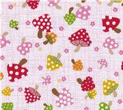 Toadstool mushroom pink Kokka Fabric Japan half yard Tessuto