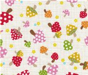 Toadstool mushroom white Kokka Fabric Japan half yard Tela