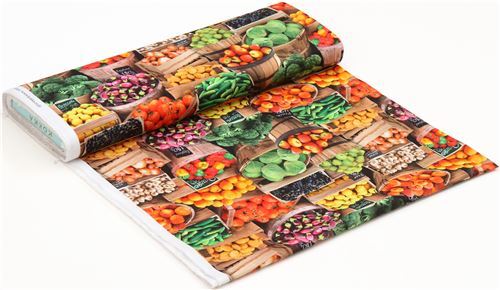 Resto de 27 cm - Tela de Kokka con frutas y verduras de colores 3