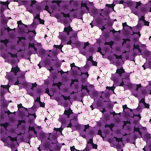Kokka fabric with purple cherry blossoms flower Japan 2