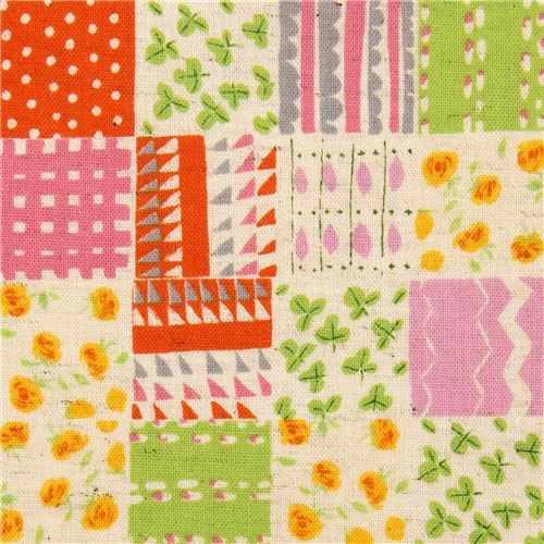 Kokka fabric with squares flowers dots by Heather Ross 1