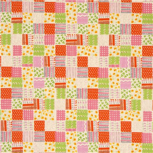 Kokka fabric with squares flowers dots by Heather Ross Fabric by Kokka ...