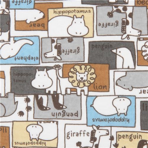 Kokka knit fabric with animals and rectangles Fabric