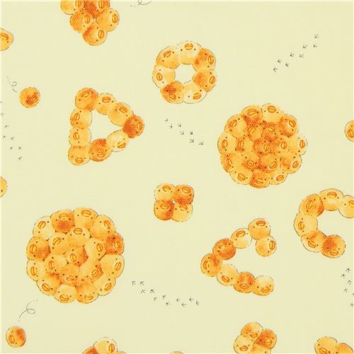 Hellgelber Oxford mit Küken und Brot von Kokka Stoff