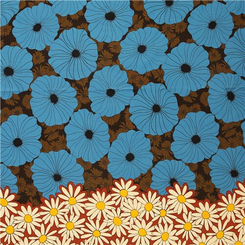 Resto de (37 x 108 cm) - Kokka tela algodón flores azules borde margaritas  blancas - modesS4u