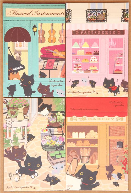 Kutusita Nyanko cats in shops letter paper set from Japan - Letter Sets ...