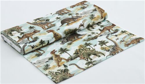 Large dinosaurs plants landscape fabric Timeless Treasures - modeS4u