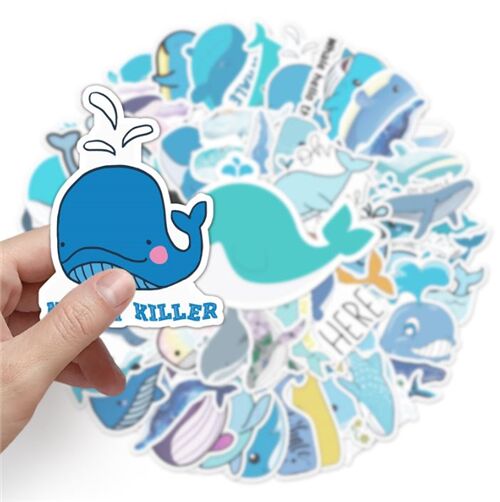 Large sea creature 50 unique whales designs characters edgy diecut sticker pack 2