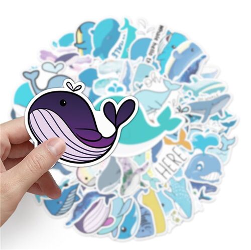 Large sea creature 50 unique whales designs characters edgy diecut sticker pack 4