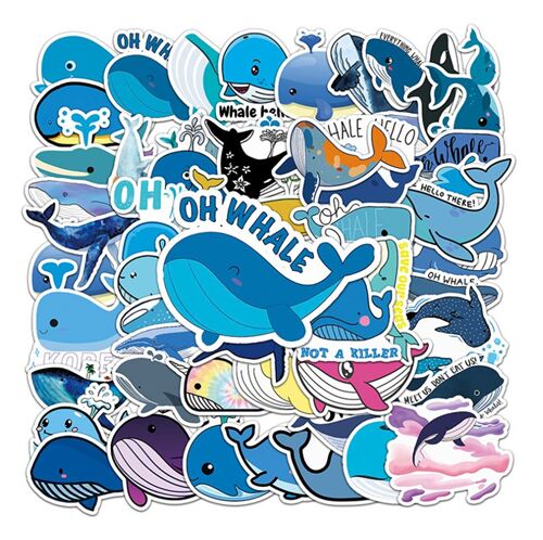 Large sea creature 50 unique whales designs characters edgy diecut sticker pack 5