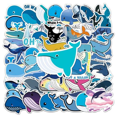 Large sea creature 50 unique whales designs characters edgy diecut sticker pack 6