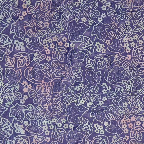 Leaf flower Timeless Treasures blue purple batik fabric USA - modeS4u