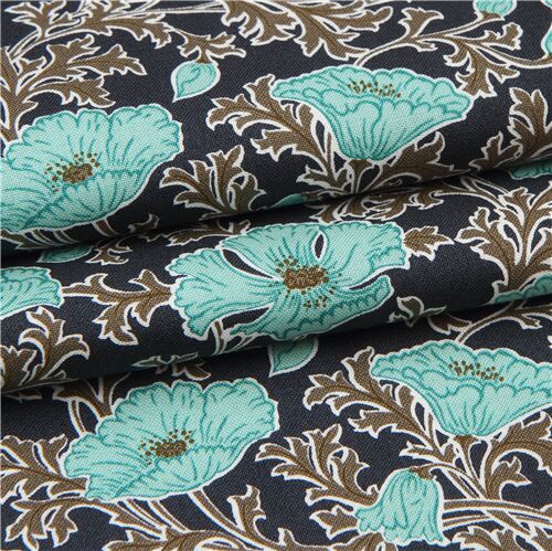 Liberty Fabrics dark grey allover poppy flower fabric - modeS4u