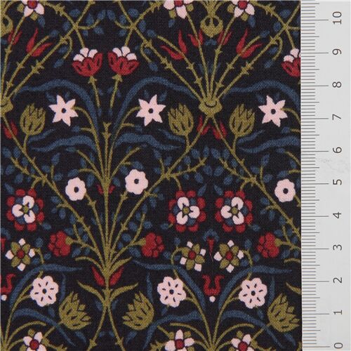 Remnant (26 x 110 cm) - Liberty Fabrics dark grey-blue ornament flower fabric 2
