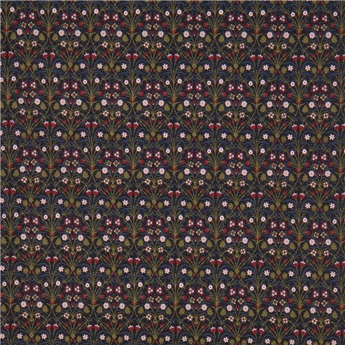 Remnant (26 x 110 cm) - Liberty Fabrics dark grey-blue ornament flower fabric 3