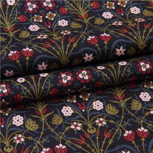 Liberty Fabrics dark greyblue ornament flower fabric modeS4u