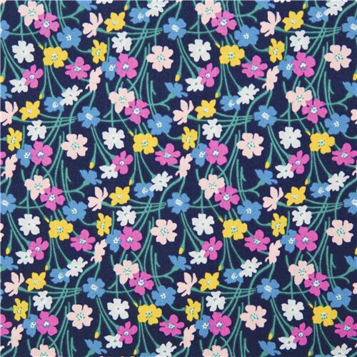 Remnant (15 x 110 cm) - Liberty Fabrics navy blue cotton mini pink blue ...