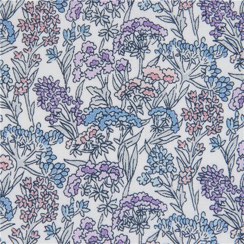 Remnant (36 x 110 cm) - Liberty Fabrics white flower meadow fabric
