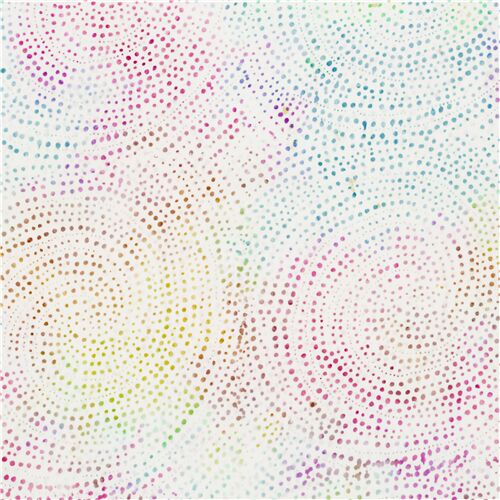 Tissu batik Lily spirales  pois arc-en-ciel effet teint Tissu