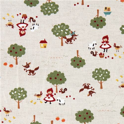 Rotkäppchen Kokka Trefle Canvas Stoff Märchen aus Japan 1