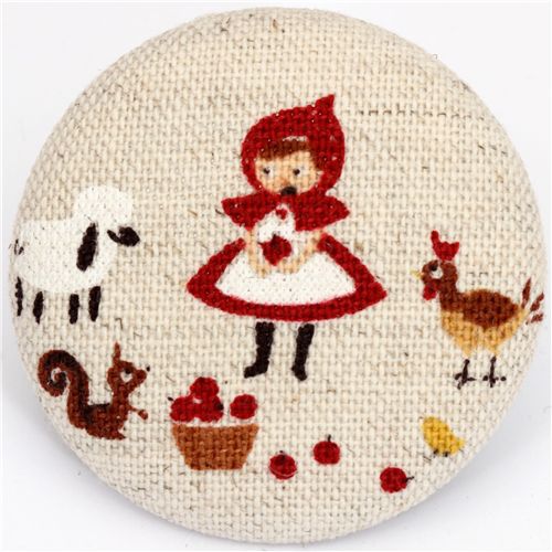 Little Red Riding Hood fabric button Japanese button - modeS4u