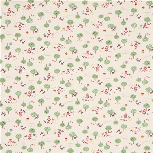 Little Red Riding Hood oxford fabric in natural color by Kokka - modeS4u