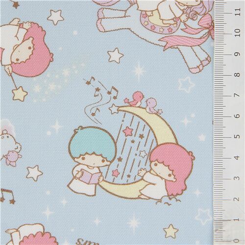 Little Twin Stars unicorn oxford fabric in light blue with