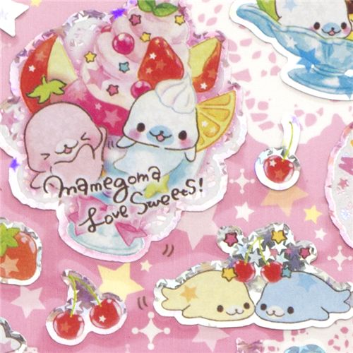 Mamegoma seal ice cream glitter sticker fruits - modeS4u