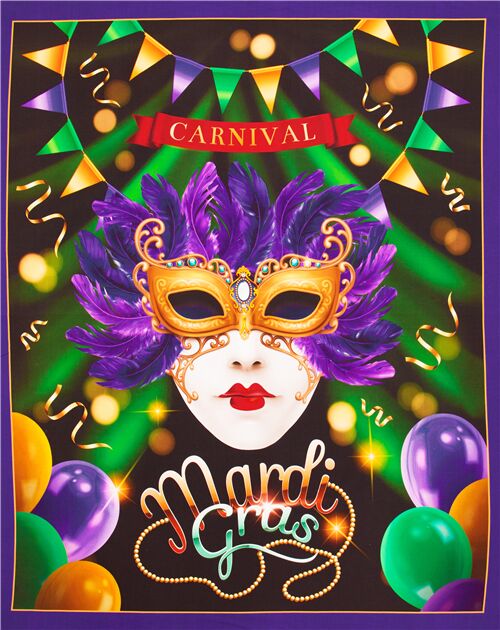 Mardi Gras Carnival Mask Fabric by Quilting Treasures - modeS4u