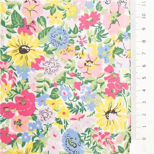 Tela blanca multicolor prado de flores en tonos pastel Liberty Fabrics -  modesS4u